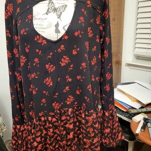 Mossimo Supply Co. Black and Red Floral Blouse